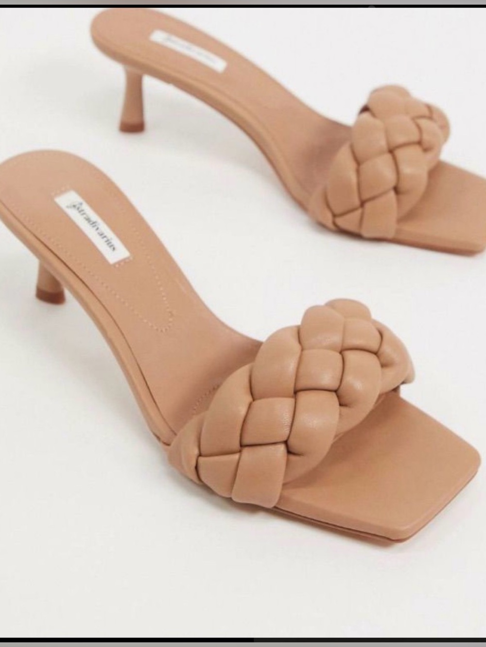 Stradivarius Braided Slide Mules in Tan
